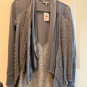BKE Draped Gray Cable Knit Cardigan